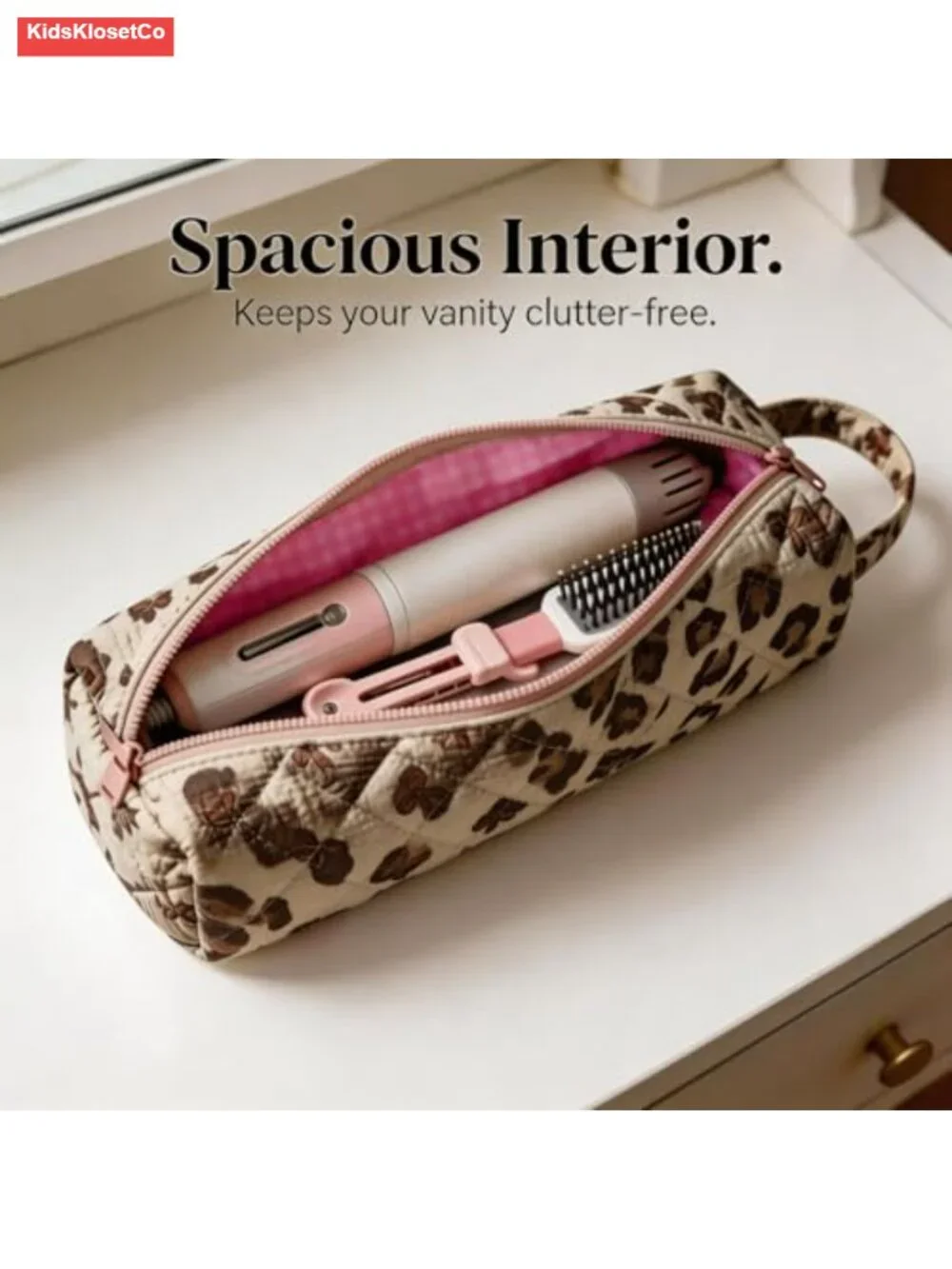 Quilted Hair Tools Travel Bag Organizer - Water Resistant Polyester
